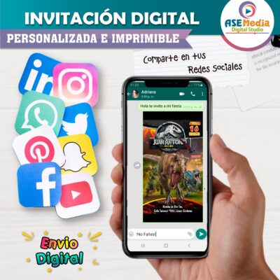 Jurassic World, El Reino Caido Invitación de Cumpleaños Digital Personalizada