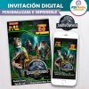 Jurassic World Velociraptor Invitación de Cumpleaños Digital Personalizada