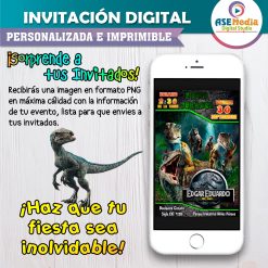 Jurassic World Velociraptor Invitación de Cumpleaños Digital Personalizada