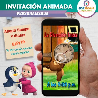 Masha y El Oso Invitación Animada en Video para Cumpleaños