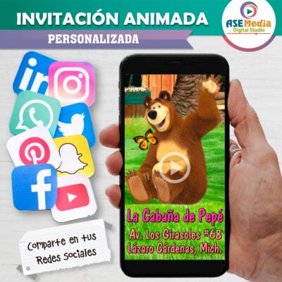 Masha y El Oso Invitación Animada en Video para Cumpleaños