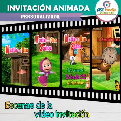 Masha y El Oso Invitación Animada en Video para Cumpleaños