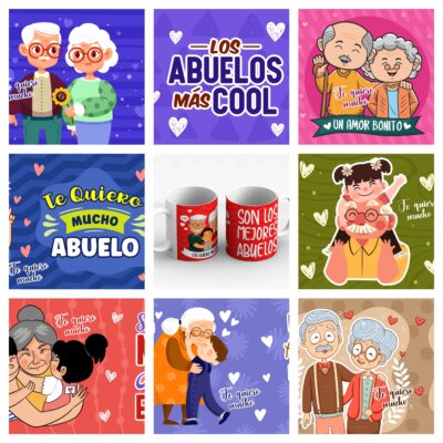 Dia del Abuelo 10 Plantillas para Sublimación de Tazas Gratis