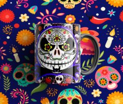 Dia de Muertos Plantillas para Sublimación de Tazas Gratis