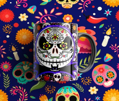 Dia de Muertos Plantillas para Sublimación de Tazas Gratis