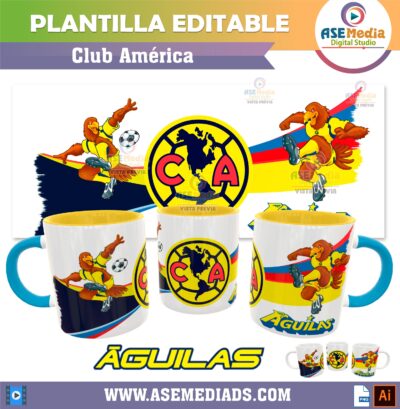 Club América Plantilla Editable para Taza
