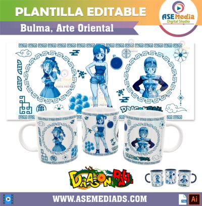 Dragon Ball Arte Oriental Paquete de 6 Plantillas Editables para Sublimación de Tazas - Imagen 3