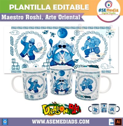 Dragon Ball Arte Oriental Paquete de 6 Plantillas Editables para Sublimación de Tazas - Imagen 4