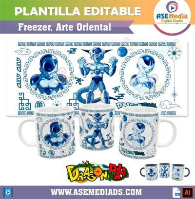 Dragon Ball Arte Oriental Paquete de 6 Plantillas Editables para Sublimación de Tazas - Imagen 5