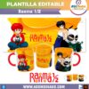 Ranma y Medio 1/2 ½ Plantilla Editable para Taza de Sublimación