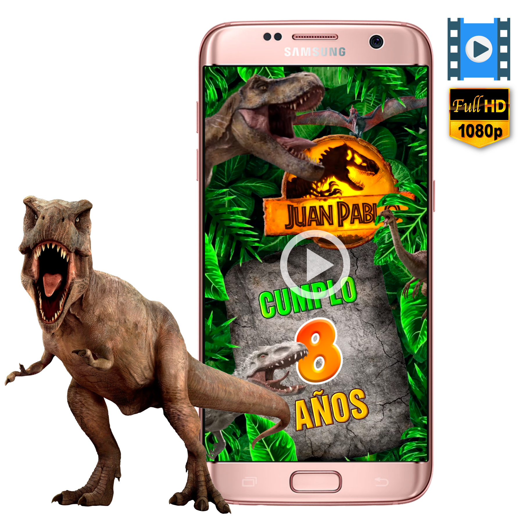 Jurassic World Dominion Dinosaurios – Video Invitación Animada de Cumpleaños para WhatsApp