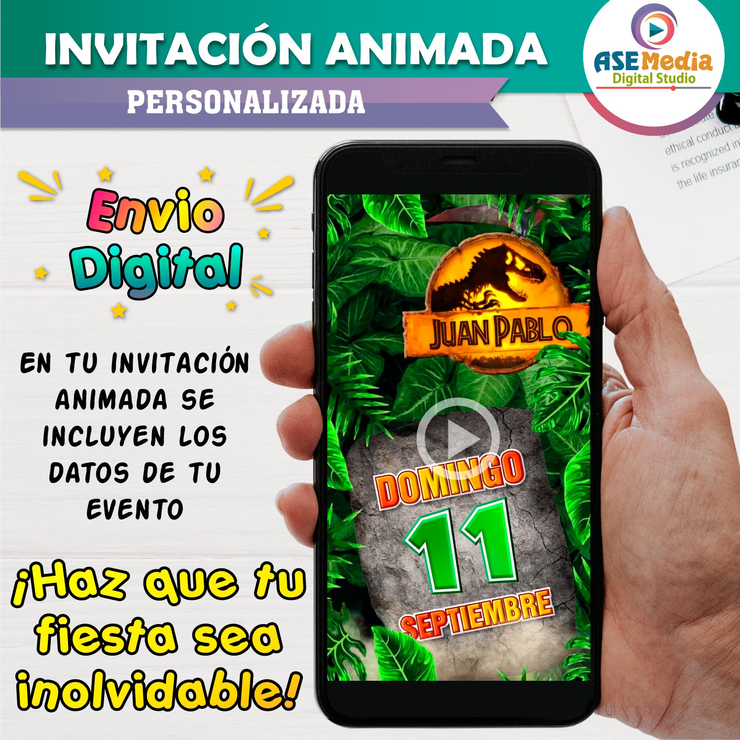 Jurassic World Dominion Dinosaurios – Video Invitación Animada de Cumpleaños para WhatsApp