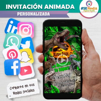 Jurassic World Dominion Dinosaurios – Video Invitación Animada de Cumpleaños para WhatsApp
