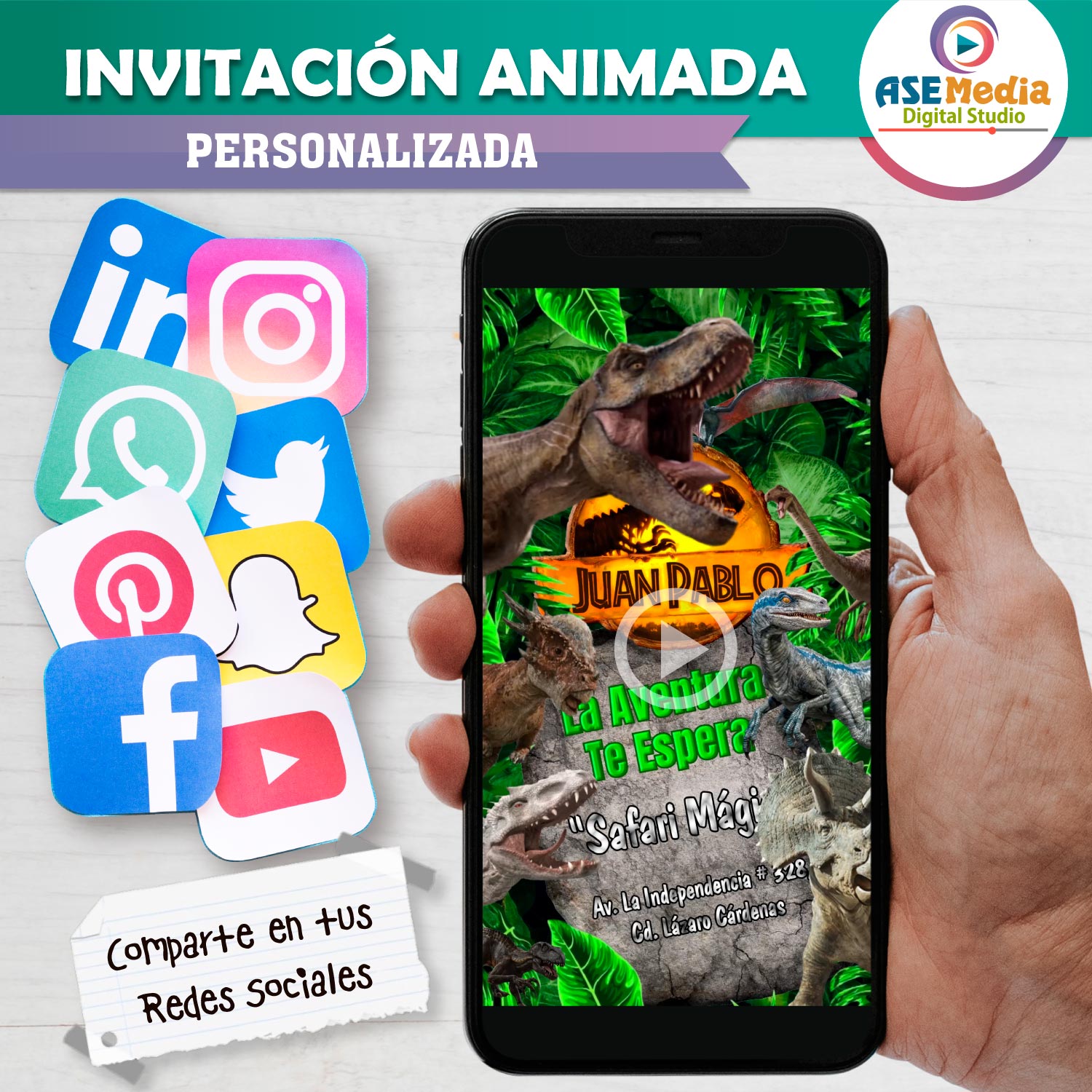 Jurassic World Dominion Dinosaurios – Video Invitación Animada de Cumpleaños para WhatsApp
