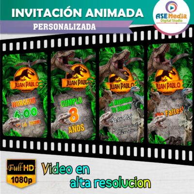 Jurassic World Dominion Dinosaurios – Video Invitación Animada de Cumpleaños para WhatsApp