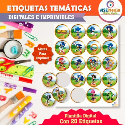 Alternative view of Sonic Etiquetas Temáticas Imprimibles