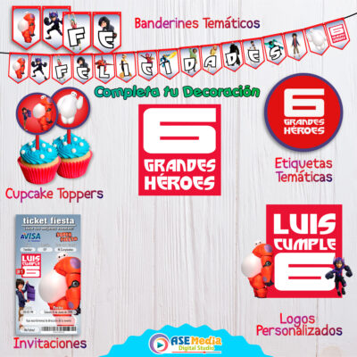 6 Grandes Héroes Baymax Etiquetas Temáticas Imprimibles - Imagen 6