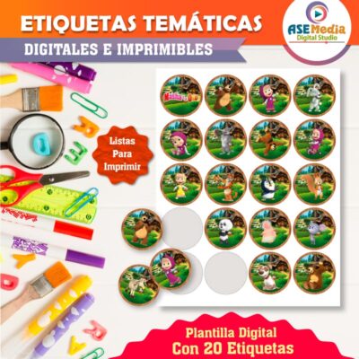 Alternative view of Masha y El Oso Etiquetas Temáticas Imprimibles