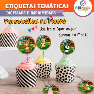 Masha y El Oso Etiquetas Temáticas Imprimibles - Imagen 3