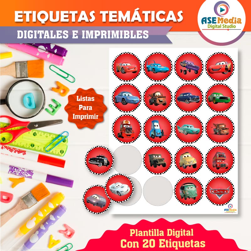 Cars Etiquetas Temáticas Imprimibles - Imagen 2