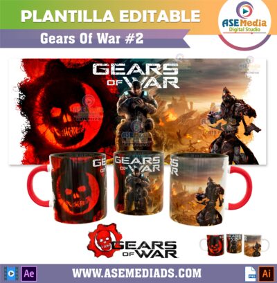 Gears of War Plantilla Editable para Taza de Sublimación #2