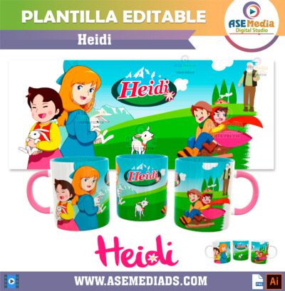 Heidi Plantilla Editable para Taza de Sublimación