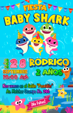 Baby Shark Invitación de Cumpleaños Digital Personalizada #2
