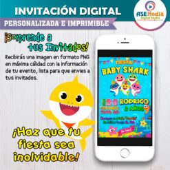 Baby Shark Invitación de Cumpleaños Digital Personalizada #2