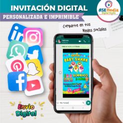 Baby Shark Invitación de Cumpleaños Digital Personalizada #2