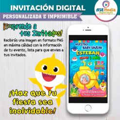 Baby Shark Invitación de Cumpleaños Digital Personalizada Mod. 03