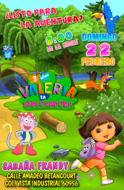 Dora La Exploradora Invitación de Cumpleaños Digital Personalizada