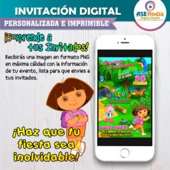 Dora La Exploradora Invitación de Cumpleaños Digital Personalizada