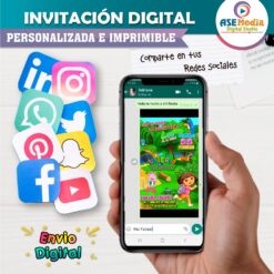 Dora La Exploradora Invitación de Cumpleaños Digital Personalizada