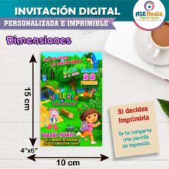 Dora La Exploradora Invitación de Cumpleaños Digital Personalizada