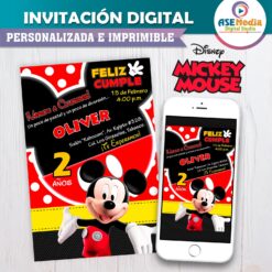Mickey Mouse Invitación de Cumpleaños Digital Personalizada
