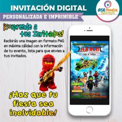 Ninjago Invitación de Cumpleaños Digital Personalizada