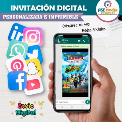 Ninjago Invitación de Cumpleaños Digital Personalizada