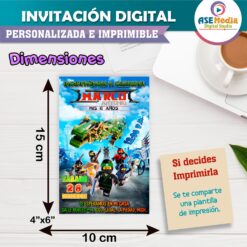 Ninjago Invitación de Cumpleaños Digital Personalizada