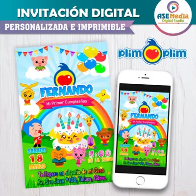 El Payaso Plim Plim Invitación de Cumpleaños Digital Personalizada #2
