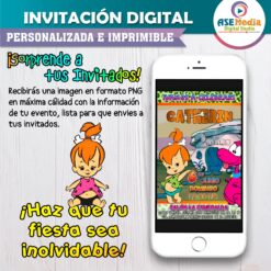 Los Picapiedra Pebbles Invitación de Cumpleaños Digital Personalizada