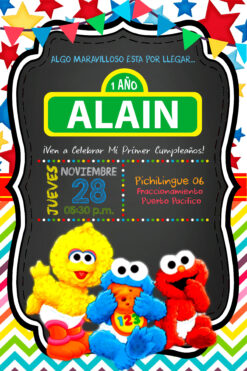 Plaza Sésamo Mi Primer Cumpleaños Invitación Digital Personalizada