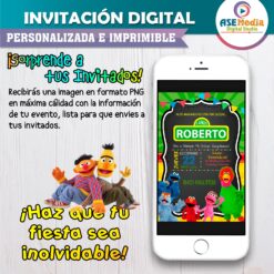 Plaza Sésamo Invitación de Cumpleaños Digital Personalizada