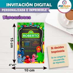 Plaza Sésamo Invitación de Cumpleaños Digital Personalizada