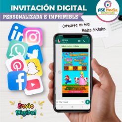 Princesa Peach Mario Bross Invitación de Cumpleaños Digital Personalizada #2