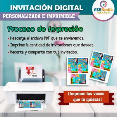 Princesa Peach Mario Bross Invitación de Cumpleaños Digital Personalizada Mod. 03