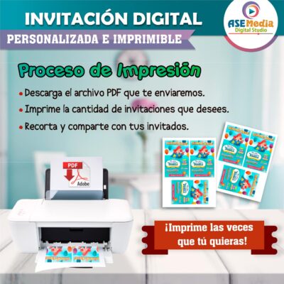 La Sirenita Ariel Invitación de Cumpleaños Digital Personalizada #3