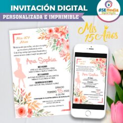Mis XV Años Color Melón Invitación Digital