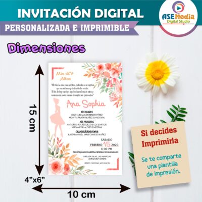 Mis XV Años Color Melón Invitación Digital