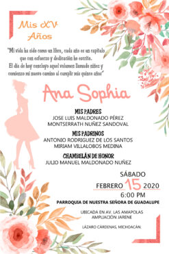 Mis XV Años Color Melón Invitación Digital