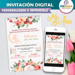 Mis XV Años Rosa Pastel Invitación Digital